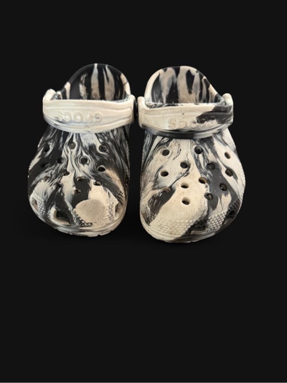 CROCS Kids Black & White Marble Clogs